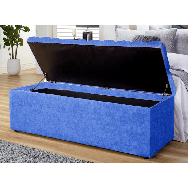 Chesterfield Standard Storage Ottoman Box in Naples Velvet – Tufted Upholstered End of Bed Bench with Legs – Multifunctional Ottoman Bench for Bedroom, Entryway, Living room
