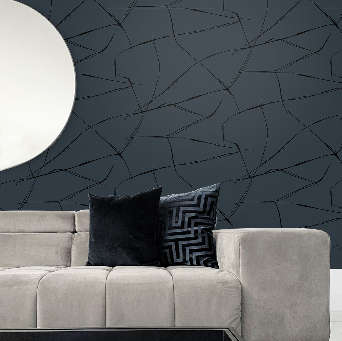 Niseko Modern Abstract Wallpaper, Metallic Midnight Hour