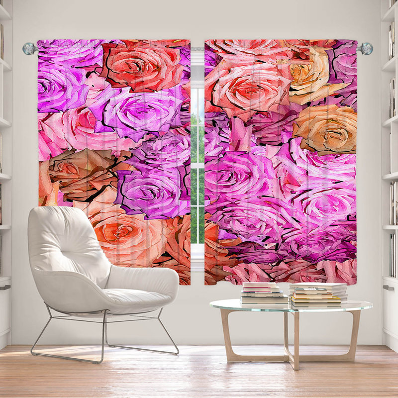 Paire de rideaux obscurcissant en polyester Addingham, Rose / Orange / Jaune, L 40 po x L 61 po