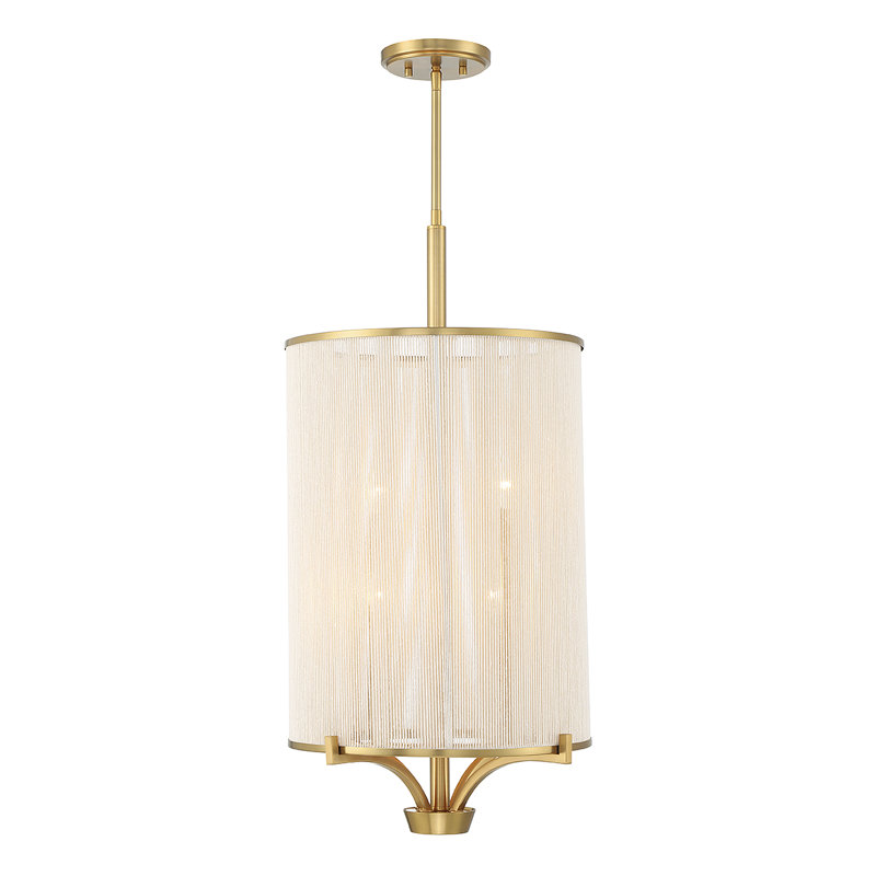 Warm Brass Mini Chandelier with Soft White String Shade