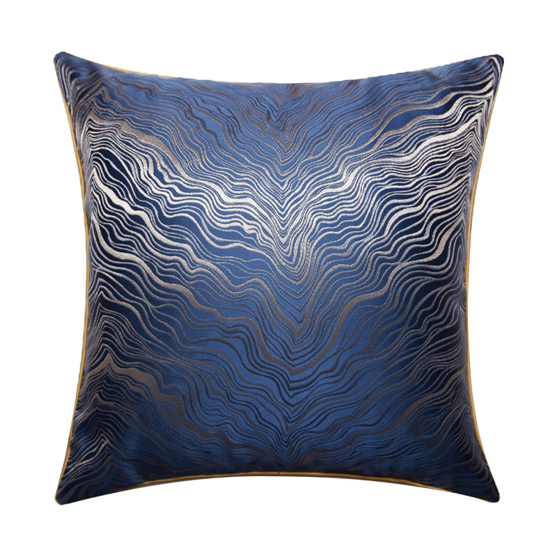 Jeté abstrait, 18 po x 18 po, Polyester / bourre de polyester, Bleu