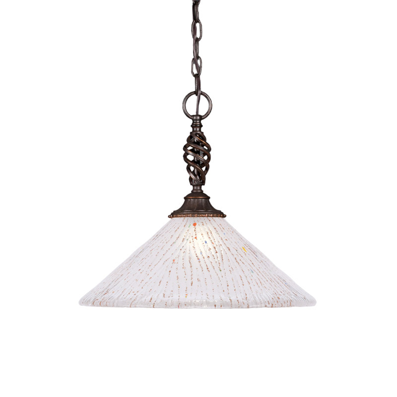 Luminaire suspendu suspendu Elegant présenté en finition granit foncé avec verre cristal 16 po, Gelé