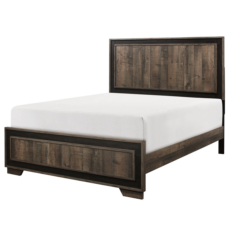 Structure de lit grand format de style moderne avec finition bicolore - Chambre rustique et ébène foncé
