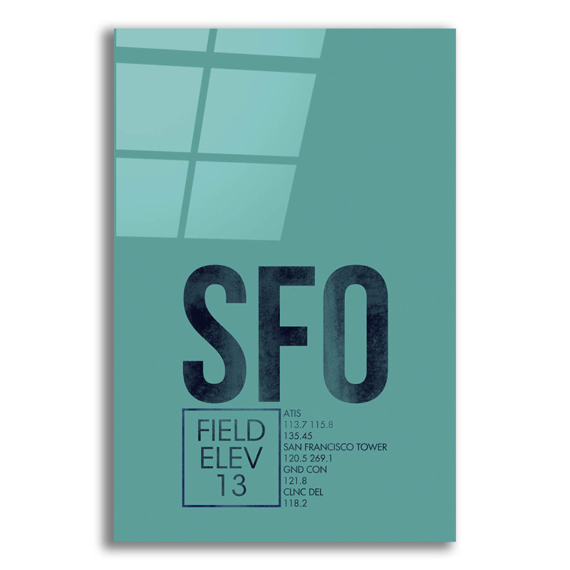 "SFO ATC" par O8 à gauche, H 16 po x l 12 po x P 0,13 po