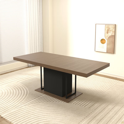 Rectangle extendable dining table for 6-10 people aged effect wood and black 160-200 cm