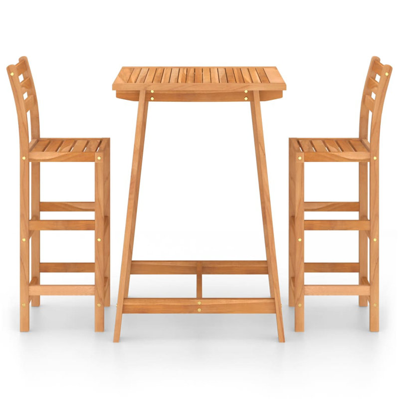 Pratcher 2 - Person Acacia Wood Patio Dining Set with Square Table