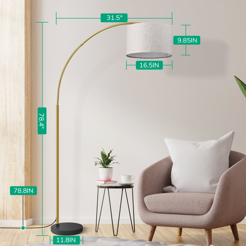 Salcedo 78.4" Arched Floor Lamp, Black/Gold