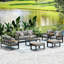 Ensemble de patio en aluminium pour 9 personnes, ensemble de mobilier d'extérieur en aluminium-1051297969