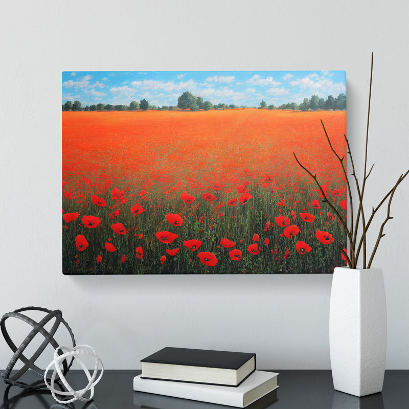 Soothing Poppy Field Flowers - Wrapped Canvas, 35cm H x 50cm W x 3cm D
