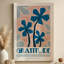 Art déco «Blue Flowers on Pink Gratitude Poster», impression sur toile tendue