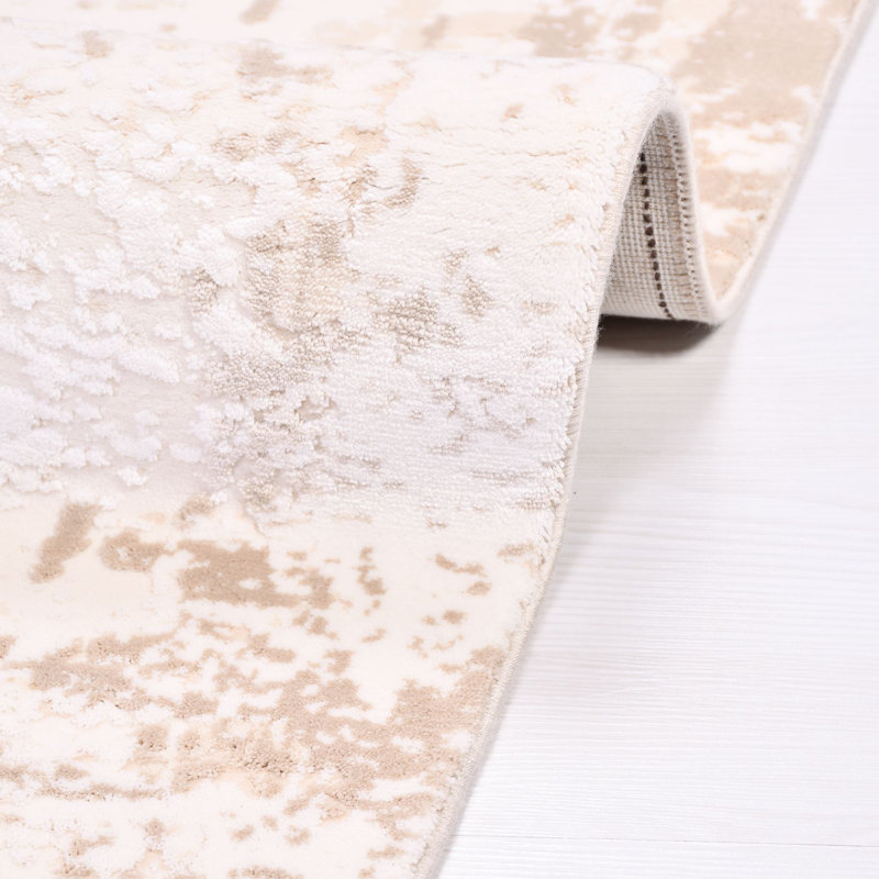 Tapis crème moderne antidérapant lavable à la machine, Tapis de couloir 3 pi 4 po x 8 pi 3 po