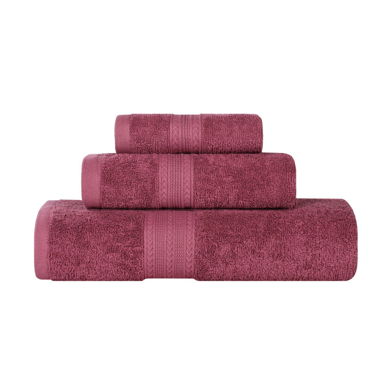 Asleigh 450 GSM Eco-Friendly 100% Ringspun Cotton Assorted Bathroom Towel Set, Rosewood