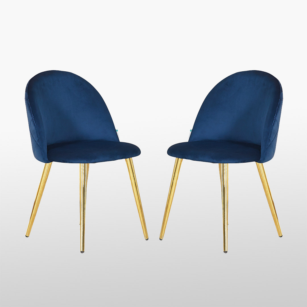 Heavener Modern Velvet Dining Chairs - Ergonomic Upholstered Curved Back with Solid Wooden Legs - Side Chair for Kitchen Living Room Dining Room