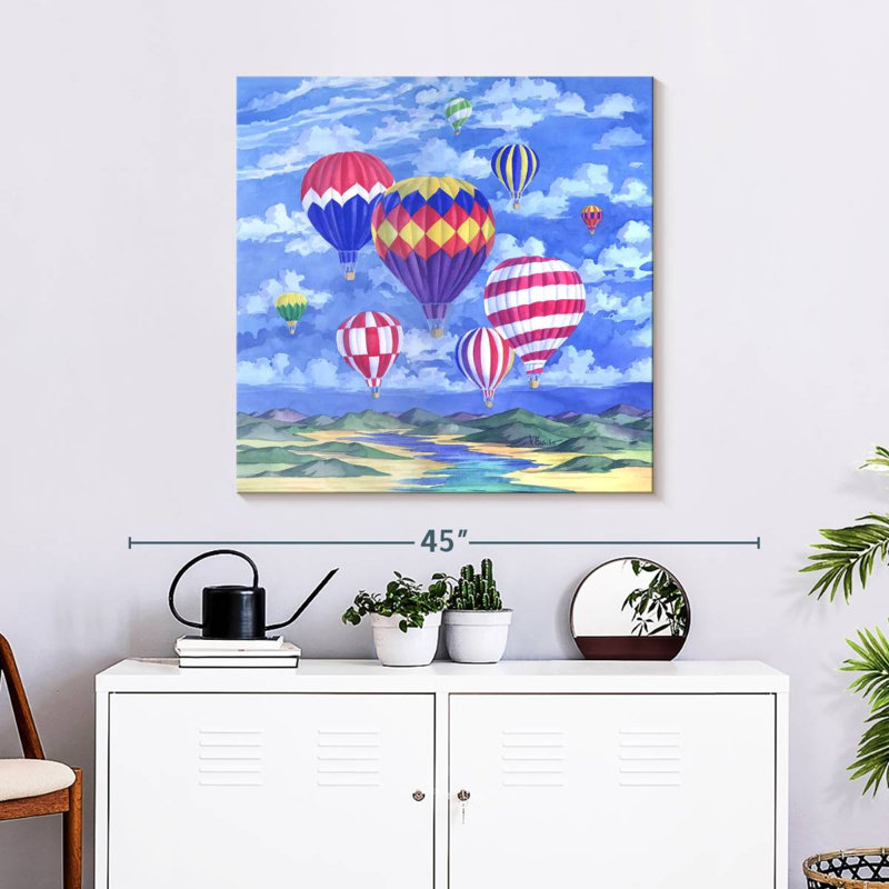 Ballons au-dessus de la rivière Mehar, H 30 po x l 30 po