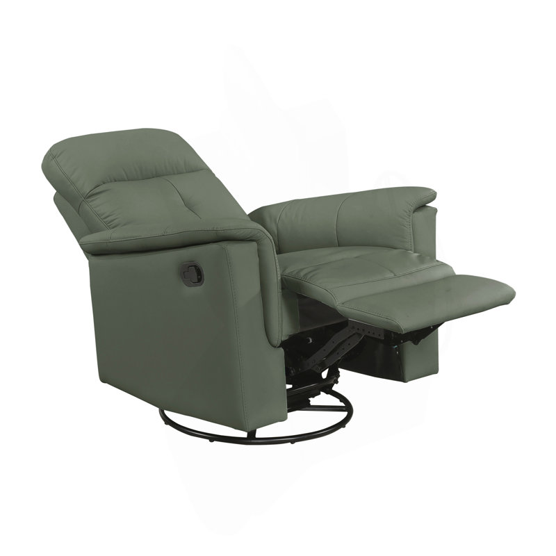 Leather Upholstered Swivel Glider Reclining Chair Luxury Living Room Furniture Comfort Chair 1Pc Plush Comfort, Green