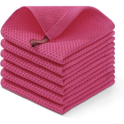 Linges à vaisselle 100% coton tissé gaufré, linges à vaisselle à séchage rapide absorbant ultra doux, paquet de 6