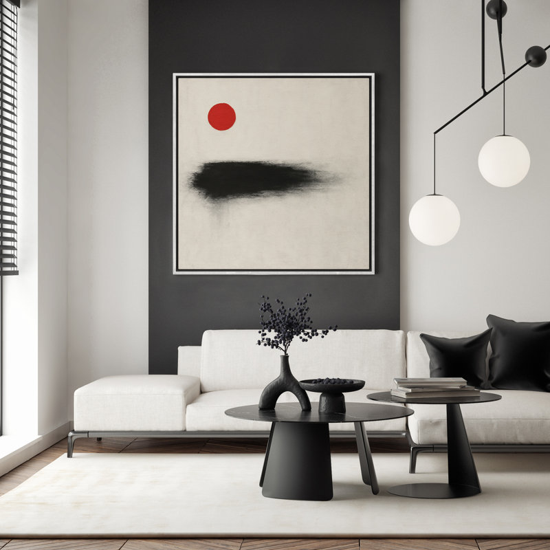 Art mural encadré abstrait rétro antique classique pour chambre à coucher, H 24 po x l 24 po, Blanc