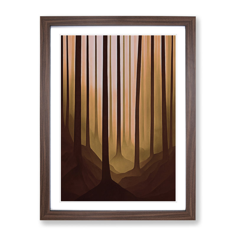 Abstract Autumnal Forest No.1 - Framed Print, 34cm H x 25cm W x 2cm D, Walnut