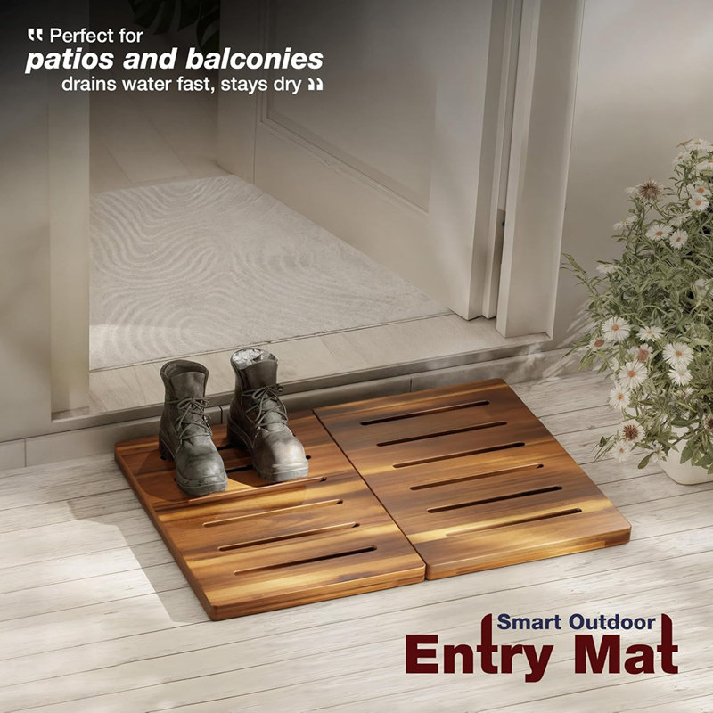 Tapis de bain en bois, tapis de douche pliable en acacia 16,6 po x 24 po ...