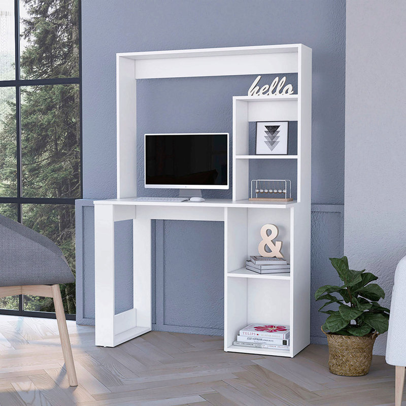 Palisades Computer Desk With Hutch And Storage Shelves White