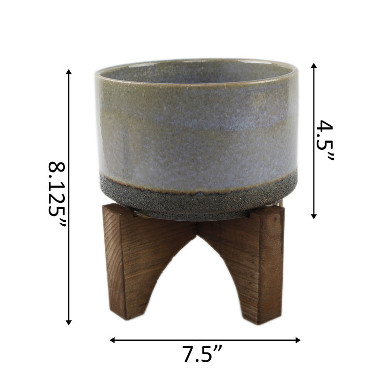Pot de fleurs en céramique Nayeli, H 8,12 po x l 7,5 po x P 7,5 po, Bleu