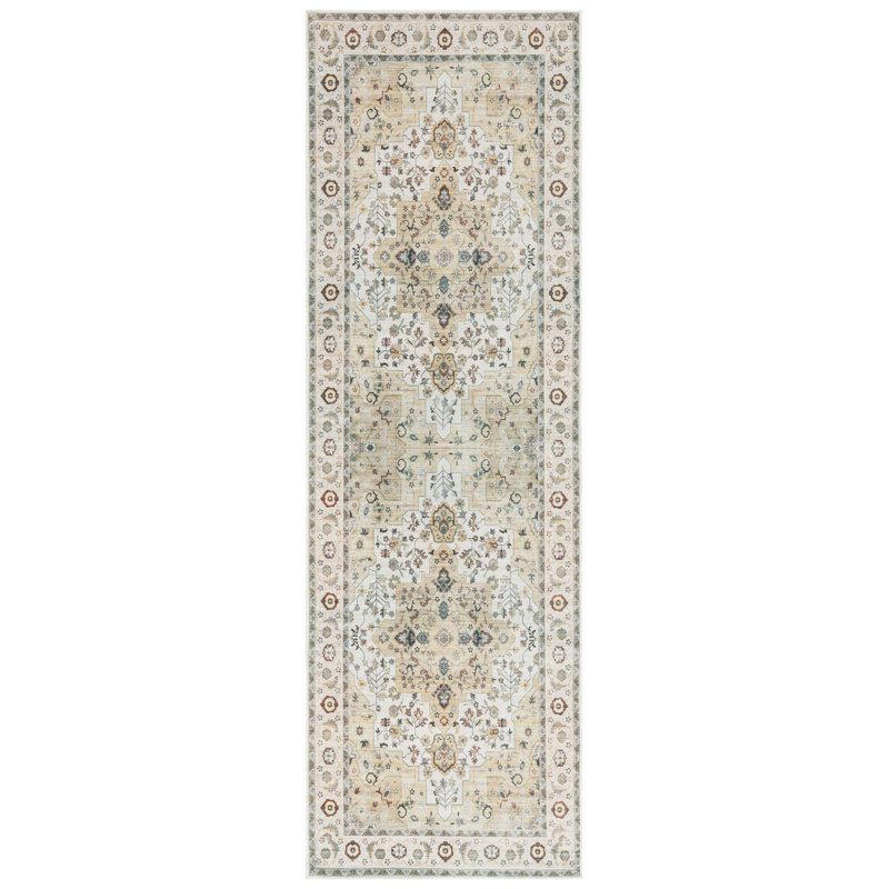 Tapis oriental lavable en machine Ceniya, Tapis de couloir 2 pi 6 po x 8 pi