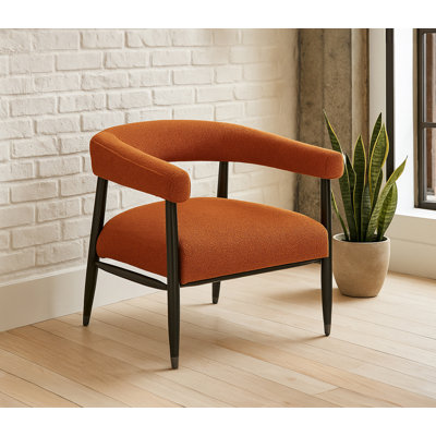 Fauteuil Cowen en tissu bouclé avec structure en bois noir Mid-Century