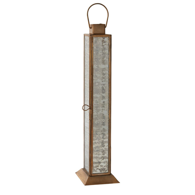 Mercury Glass Lantern, 18" H x 6.5" W x 6.5" D