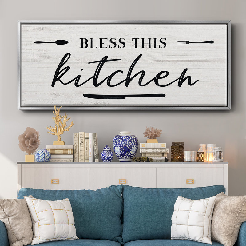Bless this Kitchen- Framed Canvas, 20" H x 50" W