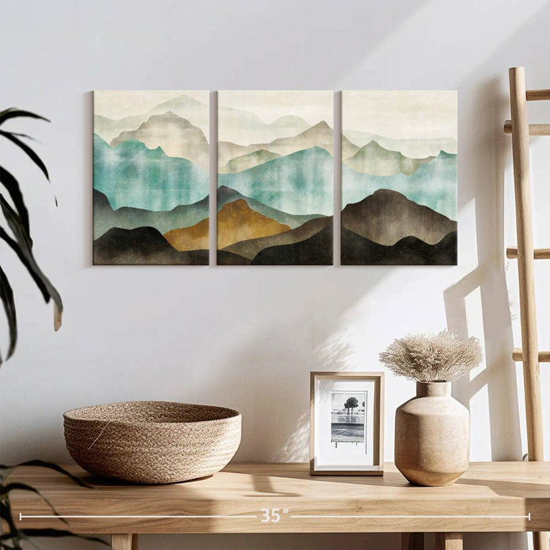 Chaînes de montagnes abstraites, reproduction sur toile, H 12 po x l 26 po x P 1 po