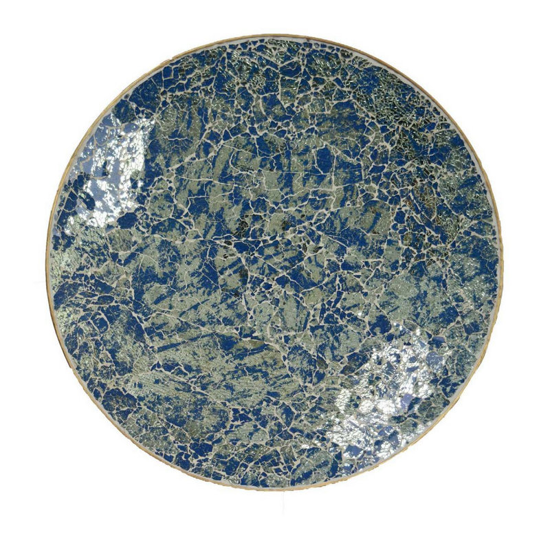 Plateau mural décoratif Qwin, motif mosaïque miroir 24 pouces, Bleu