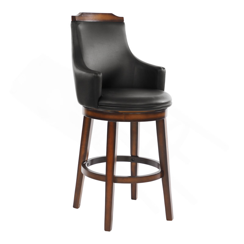 Ensemble de 2 chaises pivotantes à hauteur de pub rembourrées en similicuir brun foncé