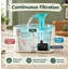 Fontaine à eau pour chat blanche et bleue de 1,3 litre (44 oz) avec un bec verseur en forme de chat.