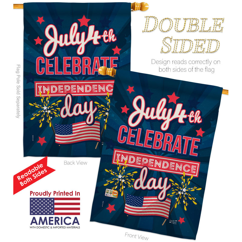 Double Sided 40 in. H x 28 in. W Polyester Independence Day Flag set