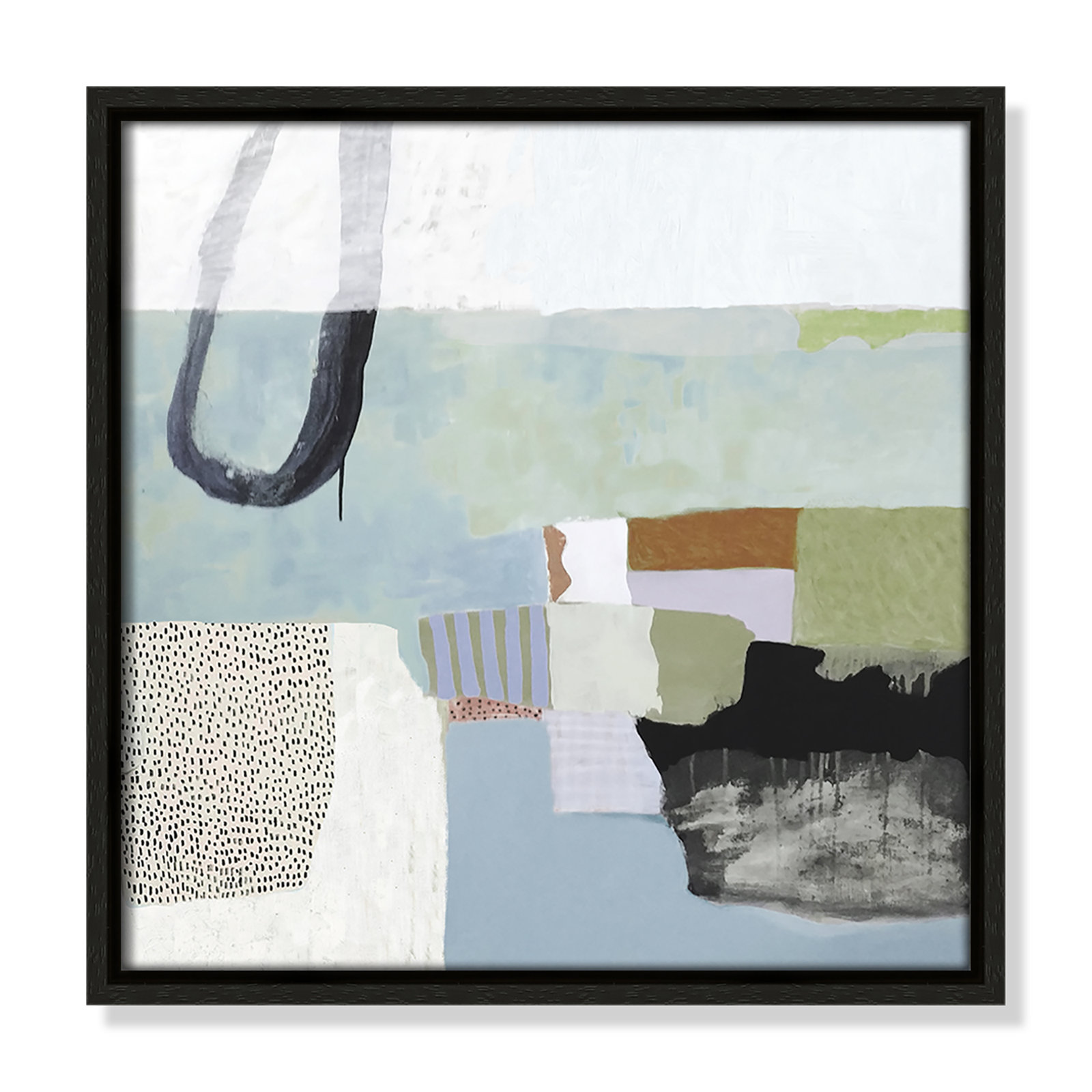 Concorde "Blue Rhythm" Painting by Nathaniel Mather, 13.5" H x 13.5" W x 2" D, Espresso Framed Paper, No Mat