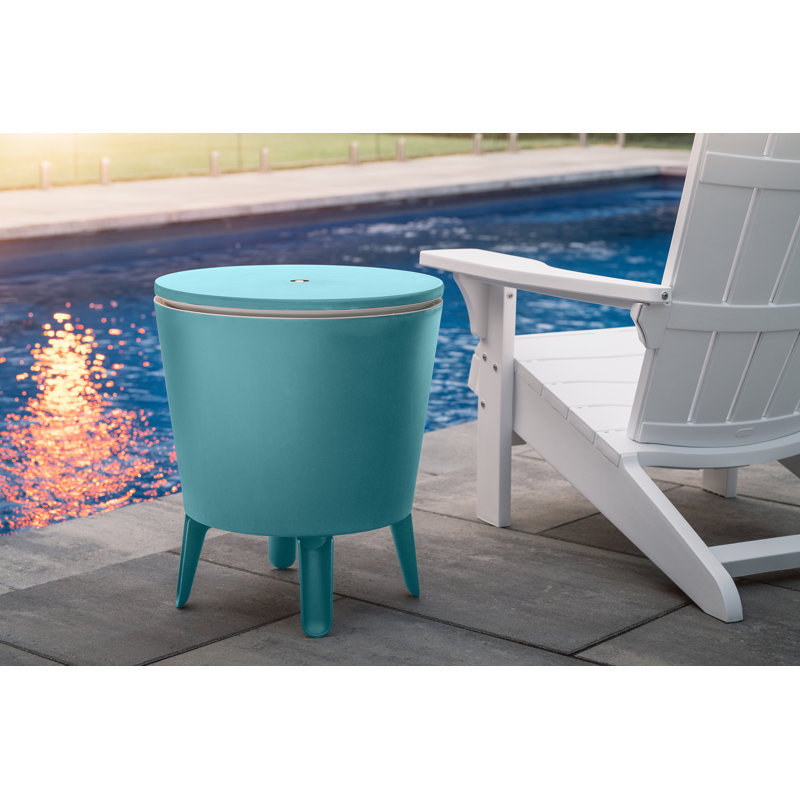 Keter 32 Qt. Cool Bar Cooler Outdoor Weather Resistant Patio Furniture 2 in 1 Pop Up Cocktail Side Table and Beverage Cooler Combo