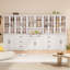 Garde-manger H 71 po x l 126 po avec bibliothèques, huche de cuisine avec tiroir et comptoirs spacieux en verre-1432968577