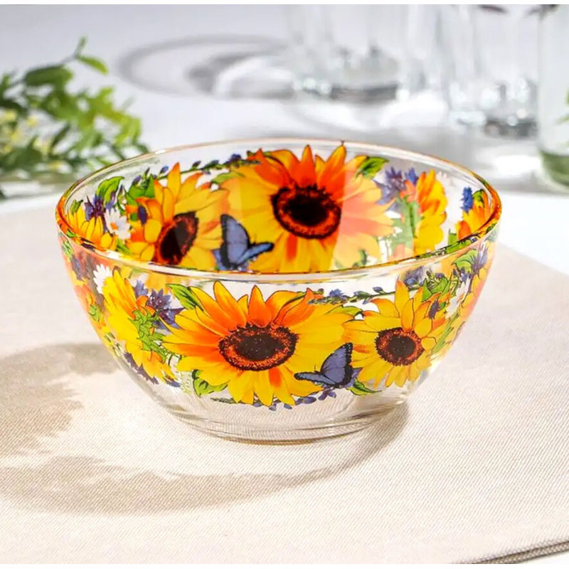 Bol à salade en verre Sunflowers