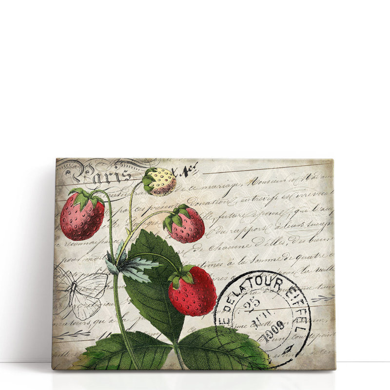«Vintage Strawberry», reproduction d'art sur toile, H 36 po x l 48 po