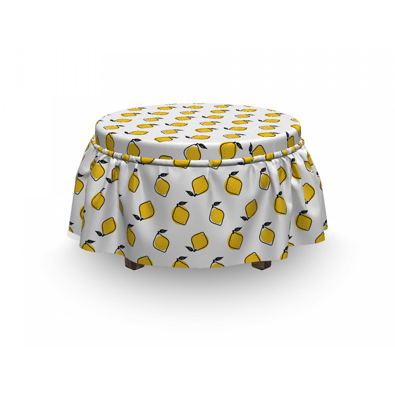Ensemble de housse pour repose-pieds à coussins carrés 2 pièces doodle citrons