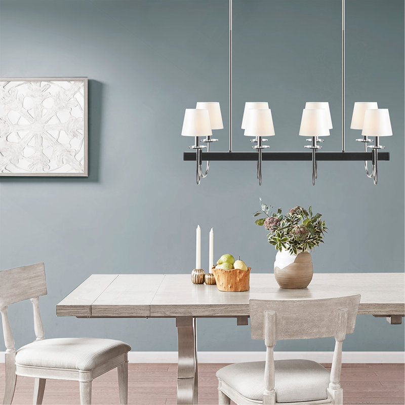 Lustre traditionnel 8 lumières avec abat-jour tambour