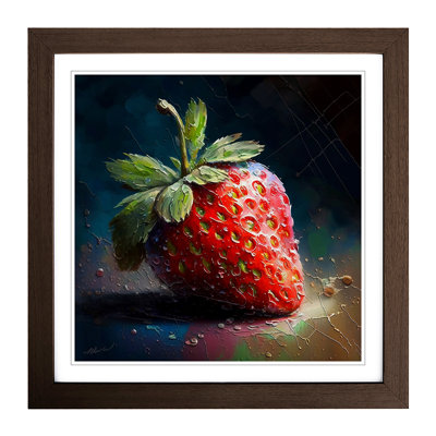Strawberry Palette Knife Painting - Framed Print