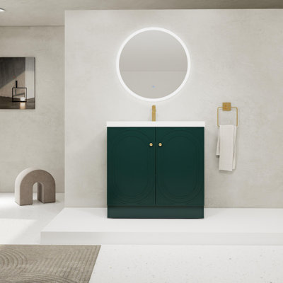 Meuble-lavabo autoportant avec lavabo en résine