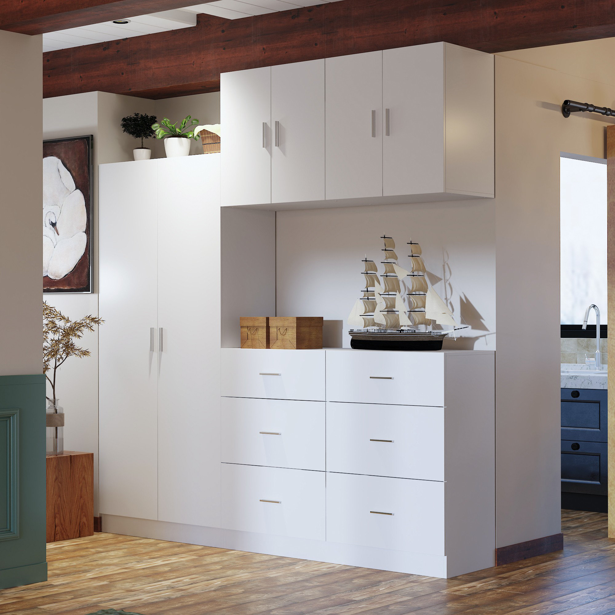 Morinome 78.7” Wide Entry Shoe Cabinet Entryway Cabinet With 6 Drawer ...