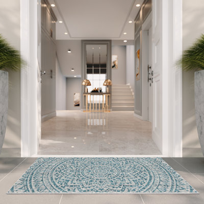 Atlanta Looped Light Grey/Teal Rug