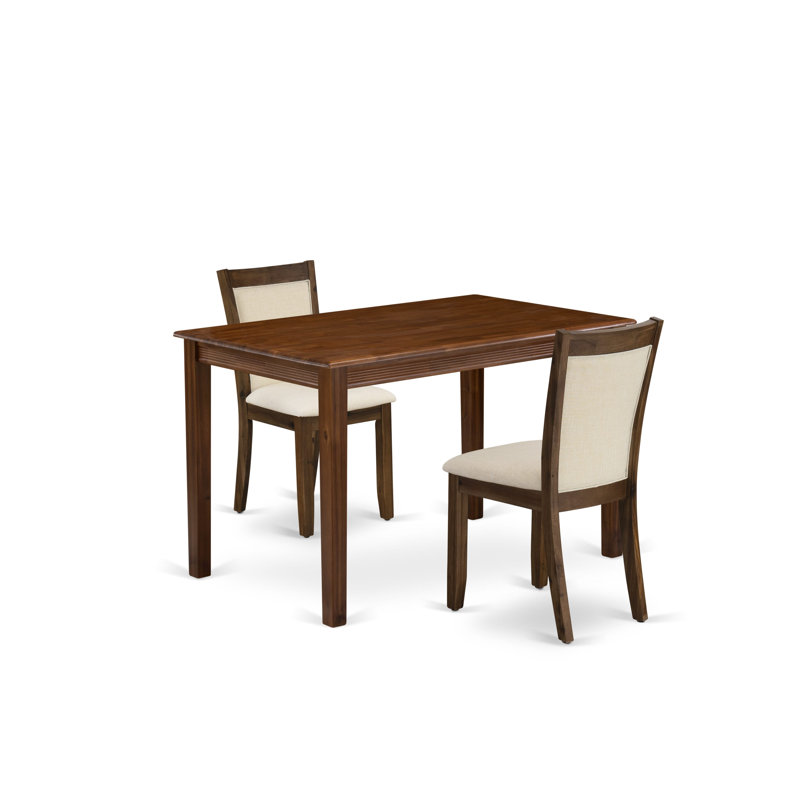 3 Piece Dining Room Furniture Set Contains a Rectangle Dinette Table and 2 Parson Dining Chairs, Antique Walnut