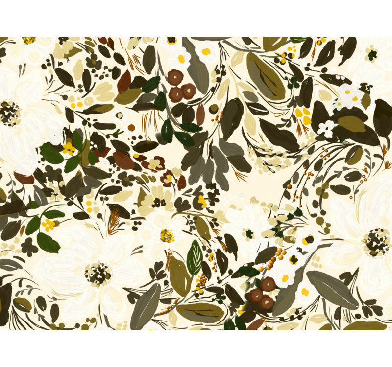 Organic White Flowers by Josie George — Botanical Wall Art, 48 × 32, Framed Print, Gold