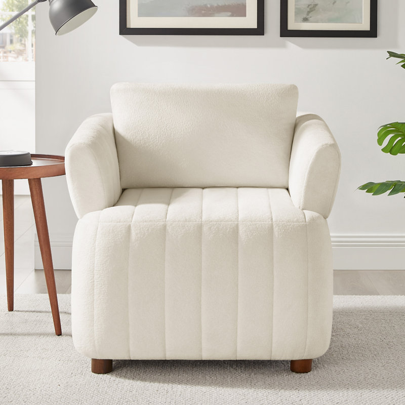 Upholstered Living Room Chair, Accent Chair, White