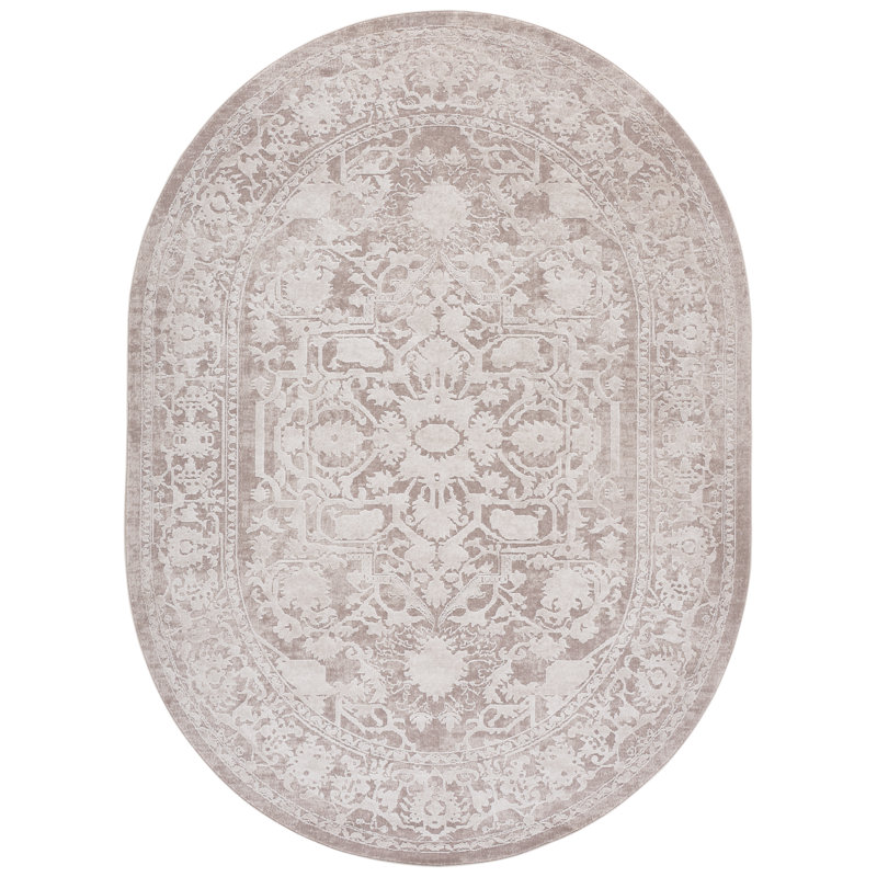Calidia Oriental Beige/Cream Area Rug, Oval 6' x 8'