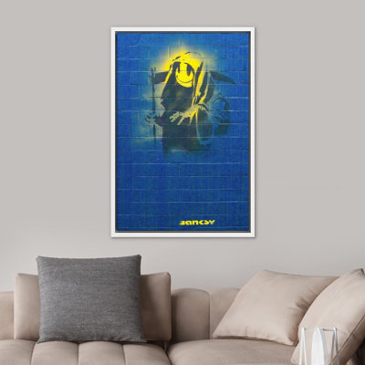 «Banksy Smiley Grim Reaper», reproduction de graffiti et art de rue, célébrités pop art moderne urbain sur toile